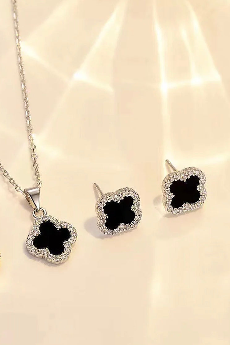 ENSEMBLE 2 PIECES - Trèfles noir strass A.